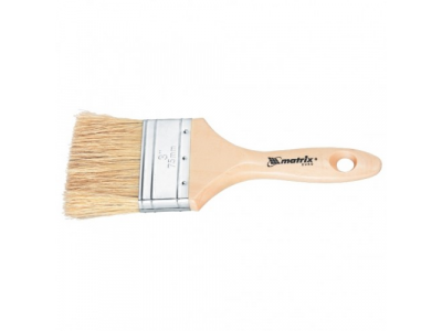 Кисть плоская "Евро" 2,5", натуральная щетина, деревянная ручка MATRIX