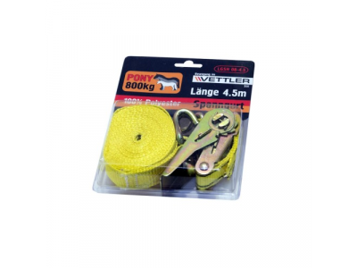 Стяжка крепления груза (крюк) 4,5м х 25мм 0,8т VETTLER от VETTLER Стяжка крепления груза (крюк) 4,5м х 25мм 0,8т VETTLER