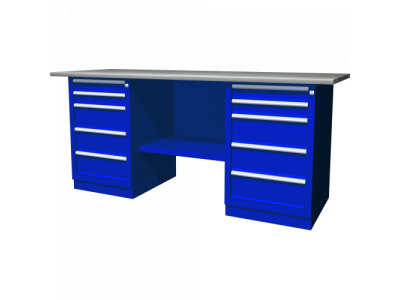 Верстак с двумя тумбами — две тумбы с 5 ящиками, 1900х686х845 мм