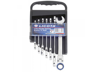 Набор ключей трещоточных с полукарданом 72 зуба 7пр. от LICOTA Набор ключей трещоточных с полукарданом 72 зуба 7пр.
