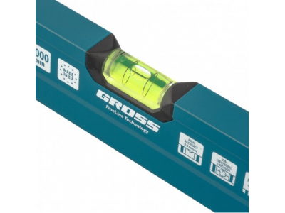 Уровень алюминиевый, 1000 мм, 2 рукоятки, фрезеровка, 3 глазка, Prazision Gross от GROSS Уровень алюминиевый, 1000 мм, 2 рукоятки, фрезеровка, 3 глазка, Prazision Gross
