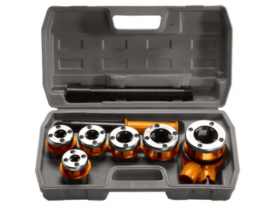 Набор клуппов 1/4"-3/8"-1/2"-3/4"-1"-1,25" + плашкодержатель с трещоткой, 9 предм.// SPARTA от SPARTA Набор клуппов 1/4"-3/8"-1/2"-3/4"-1"-1,25" + плашкодержатель с трещоткой, 9 предм.// SPARTA