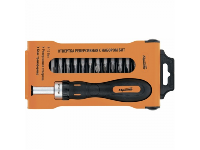 Отвертка реверсивная с набором бит, CrV, 12шт//SPARTA