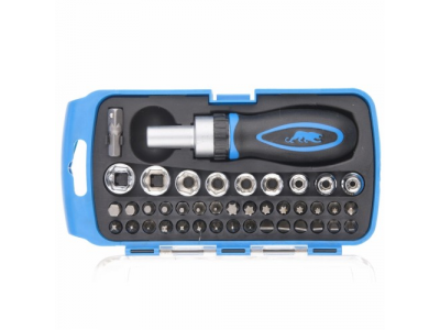 Отвертка реверсивная с набором бит и торцевыми головками , 41 шт//БАРС