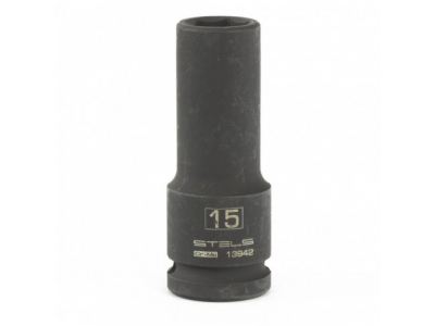 Головка ударная удлиненная шестигранная, 15 мм, 1/2, CrMo Stels