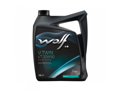 Моторное масло WOLF V TWIN 4T 20W50 4L от WOLF Моторное масло WOLF V TWIN 4T 20W50 4L
