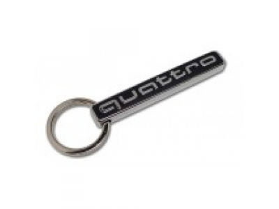 Металлический брелок с карабином Audi Key ring quattro, black/silver, артикул 3181400900 от VAG Металлический брелок с карабином Audi Key ring quattro, black/silver, артикул 3181400900