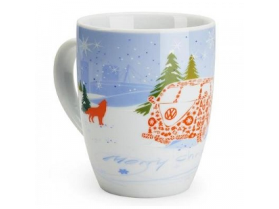 Рождественская фарфоровая кружка с изображением микроавтобуса Volkswagen T1 от VAG Рождественская фарфоровая кружка с изображением микроавтобуса Volkswagen T1