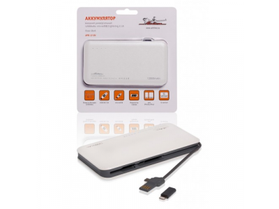 Аккумулятор внешний универсальный 12000мАч: microUSB/Lightning 2.1A от Airline Аккумулятор внешний универсальный 12000мАч: microUSB/Lightning 2.1A