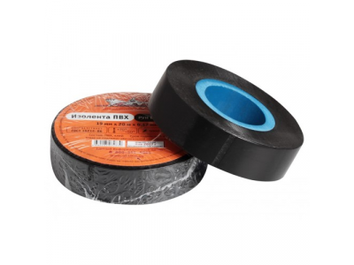 Изолента ПВХ, черная, 19 мм, 20 м