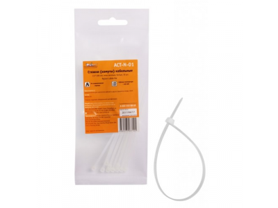 Стяжки (хомуты) кабельные 2,5*100 мм, пластиковые, белые, 10 шт. AIRLINE от Airline Стяжки (хомуты) кабельные 2,5*100 мм, пластиковые, белые, 10 шт. AIRLINE