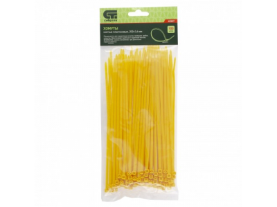 Хомуты, 200 x 3,6 мм, пластиковые, желтые, 100 шт Сибртех от СИБРТЕХ Хомуты, 200 x 3,6 мм, пластиковые, желтые, 100 шт Сибртех