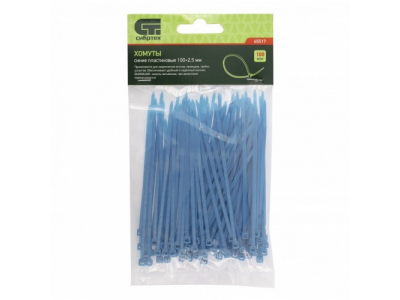Хомуты, 100 x 2,5 мм, пластиковые, синие, 100 шт Сибртех от СИБРТЕХ Хомуты, 100 x 2,5 мм, пластиковые, синие, 100 шт Сибртех