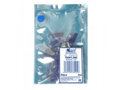 Светодиодная лампа T5 W1.2W (W2x4.6D) 12v blue от KRAFT Светодиодная лампа T5 W1.2W (W2x4.6D) 12v blue
